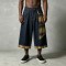 Frayed Plaid Patchwork Wide Leg Cropped Capri Jeans | Vintage Hip Hop Streetwear | Clothing Manufacturer