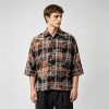 Rhinestone Plaid Oversized Shirt | 100% Cotton Turn-down Collar | Y2K Hip Hop Casual Wear | OEM Streetwear