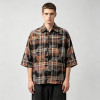 Rhinestone Plaid Oversized Shirt | 100% Cotton Turn-down Collar | Y2K Hip Hop Casual Wear | OEM Streetwear