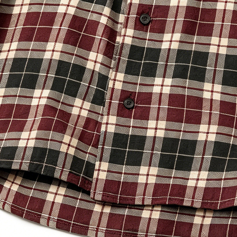 Screen Print Plaid Short Sleeve Shirt