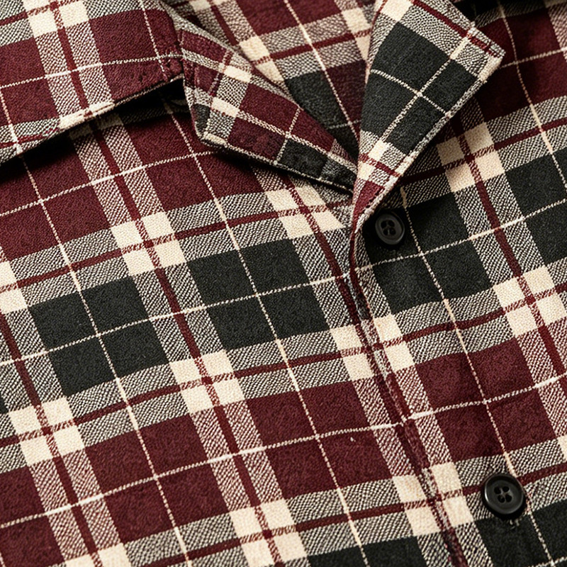 Screen Print Plaid Short Sleeve Shirt