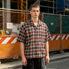 Screen Print Plaid Short Sleeve Shirt | Back Letter Graphic | Custom Streetwear Manufacturer