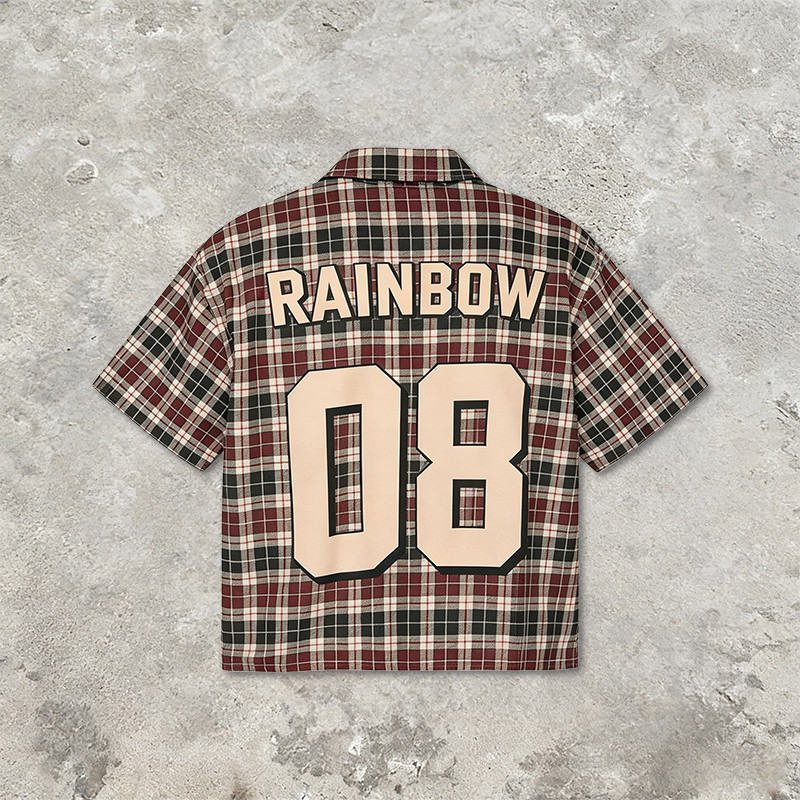 Screen Print Plaid Short Sleeve Shirt