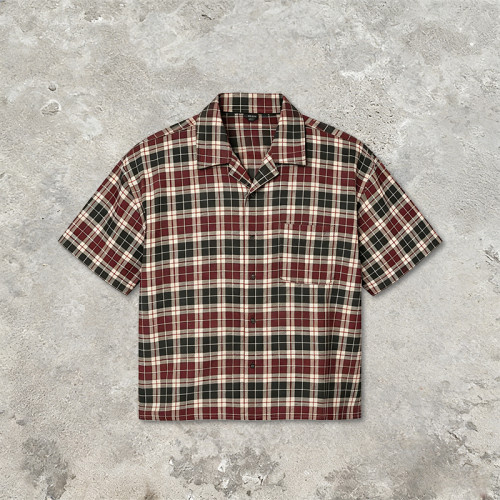 Screen Print Plaid Short Sleeve Shirt | Back Letter Graphic | Custom Streetwear Manufacturer