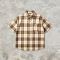 Back Screen Print Plaid Short Sleeve Shirt | 100% Cotton | Chest Pocket Collar Top | Custom Streetwear