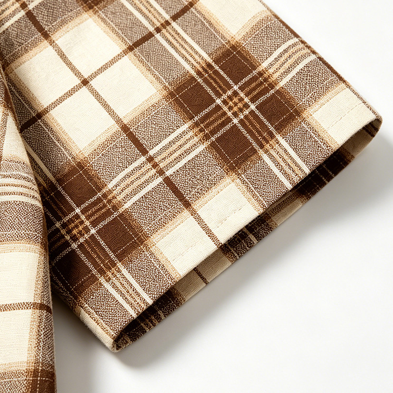 Back Screen Print Plaid Short Sleeve Shirt