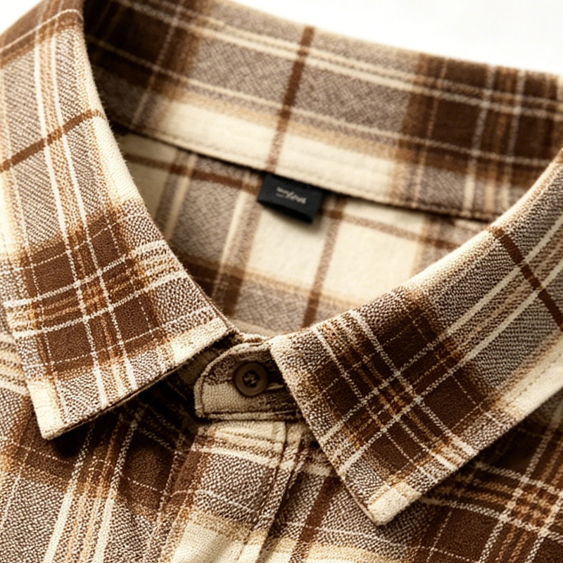 Back Screen Print Plaid Short Sleeve Shirt