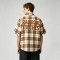 Back Screen Print Plaid Short Sleeve Shirt | 100% Cotton | Chest Pocket Collar Top | Custom Streetwear