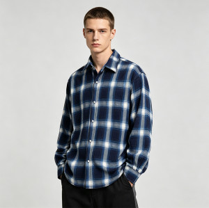 Back Applique Letter Plaid Long Sleeve Shirt | 100% Cotton | Turn-down Collar Top | Streetwear Manufacturer