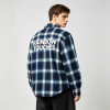 Back Applique Letter Plaid Long Sleeve Shirt | 100% Cotton | Turn-down Collar Top | Streetwear Manufacturer