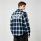 Back Applique Letter Plaid Long Sleeve Shirt | 100% Cotton | Turn-down Collar Top | Streetwear Manufacturer