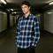 Back Applique Letter Plaid Long Sleeve Shirt | 100% Cotton | Turn-down Collar Top | Streetwear Manufacturer