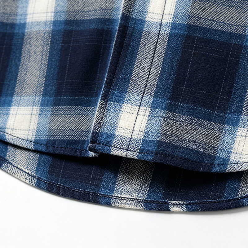 Back Applique Letter Plaid Long Sleeve Shirt