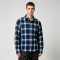 Back Applique Letter Plaid Long Sleeve Shirt | 100% Cotton | Turn-down Collar Top | Streetwear Manufacturer