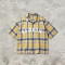 Washed Rubber Print Plaid Short Sleeve Shirt | 100% Cotton Oversized | Turn-down Collar Top | Clothing Manufacturer