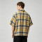 Washed Rubber Print Plaid Short Sleeve Shirt | 100% Cotton Oversized | Turn-down Collar Top | Clothing Manufacturer