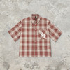 Embroidered Rubber Print Plaid Short Sleeve Shirt | 100% Cotton | Custom Streetwear Manufacturer