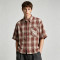 Embroidered Rubber Print Plaid Short Sleeve Shirt | 100% Cotton | Custom Streetwear Manufacturer