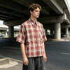 Embroidered Rubber Print Plaid Short Sleeve Shirt | 100% Cotton | Custom Streetwear Manufacturer