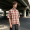 Embroidered Rubber Print Plaid Short Sleeve Shirt | 100% Cotton | Custom Streetwear Manufacturer