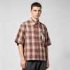 Embroidered Rubber Print Plaid Short Sleeve Shirt | 100% Cotton | Custom Streetwear Manufacturer