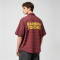Red Plaid Screen Print Back Graphic Short Sleeve Shirt | Woven Plaid Fabric Turn-down Collar | OEM Streetwear