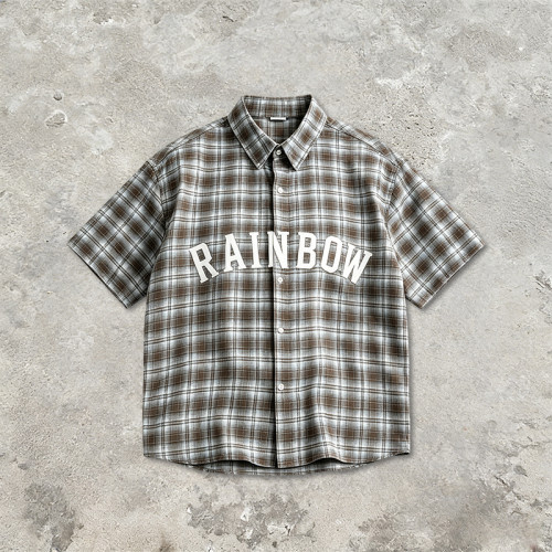 Rubber Print Plaid Short Sleeve Shirt | Retro Daily Hip Hop Streetwear | OEM Streetwear