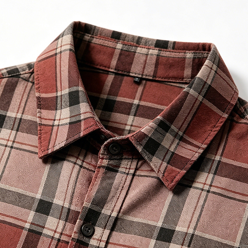 Distressed Spray Dye Plaid Short Sleeve Shirt