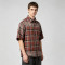 Distressed Spray Dye Plaid Short Sleeve Shirt | Frayed Raw Edge | 100% Cotton Woven Plaid Fabric | OEM Streetwear