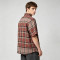 Distressed Spray Dye Plaid Short Sleeve Shirt | Frayed Raw Edge | 100% Cotton Woven Plaid Fabric | OEM Streetwear