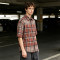 Distressed Spray Dye Plaid Short Sleeve Shirt | Frayed Raw Edge | 100% Cotton Woven Plaid Fabric | OEM Streetwear