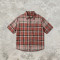Distressed Spray Dye Plaid Short Sleeve Shirt | Frayed Raw Edge | 100% Cotton Woven Plaid Fabric | OEM Streetwear