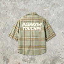 Screen Print Plaid Short Sleeve Shirt | 100% Cotton Oversized Fit | Streetwear Clothing Manufacturer