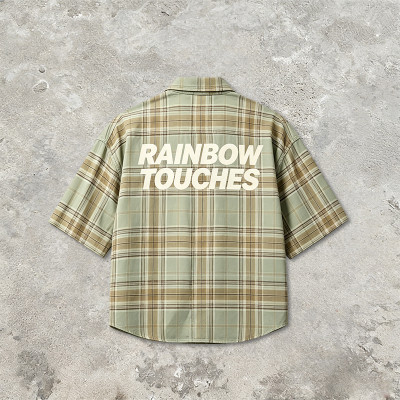 Screen Print Plaid Short Sleeve Shirt | 100% Cotton Oversized Fit | Streetwear Clothing Manufacturer