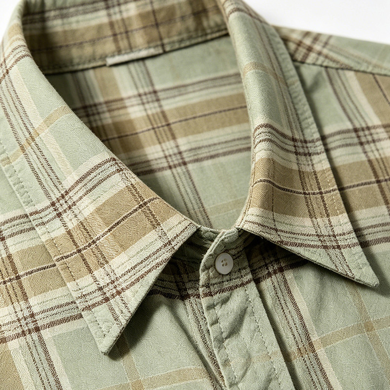 Screen Print Plaid Short Sleeve Shirt