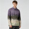 Gradient Spray Dye Plaid Long Sleeve Shirt | 100% Cotton Single Chest Pocket Turn-down Collar Top | OEM Streetwear