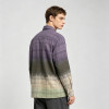 Gradient Spray Dye Plaid Long Sleeve Shirt | 100% Cotton Single Chest Pocket Turn-down Collar Top | OEM Streetwear
