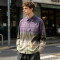 Gradient Spray Dye Plaid Long Sleeve Shirt | 100% Cotton Single Chest Pocket Turn-down Collar Top | OEM Streetwear