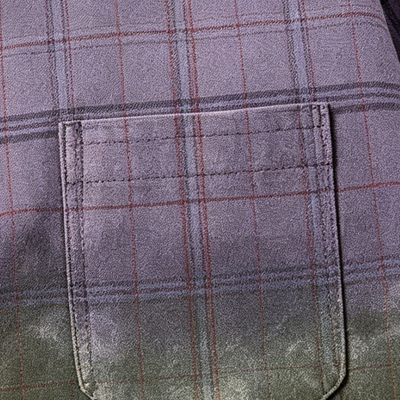 Gradient Spray Dye Plaid Long Sleeve Shirt