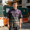 Spray Dye Plaid Short Sleeve Shirt | 100% Cotton turn-down collar | Custom Streetwear Manufacturer