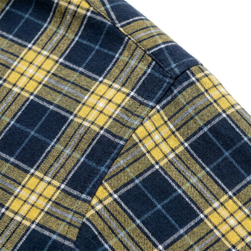 Spray Dye Screen Print Plaid Short Sleeve Shirt