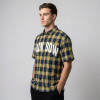 Spray Dye Screen Print Plaid Short Sleeve Shirt | Oversized Fit | Retro Hip Hop Casual Streetwear | Streetwear Manufacturer