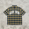 Spray Dye Screen Print Plaid Short Sleeve Shirt | Oversized Fit | Retro Hip Hop Casual Streetwear | Streetwear Manufacturer