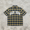 Spray Dye Screen Print Plaid Short Sleeve Shirt | Oversized Fit | Retro Hip Hop Casual Streetwear | Streetwear Manufacturer