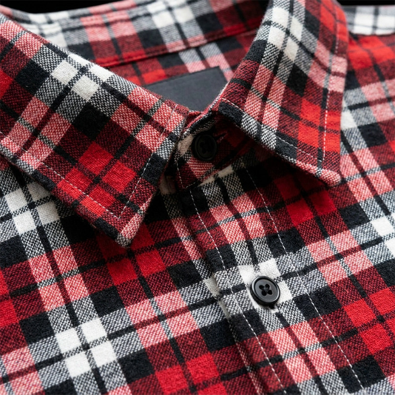Applique Red Plaid Short Sleeve Shirt