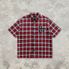 Applique Red Plaid Short Sleeve Shirt | Oversized Fit | Custom Streetwear Manufacturer