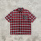 Applique Red Plaid Short Sleeve Shirt | Oversized Fit | Custom Streetwear Manufacturer