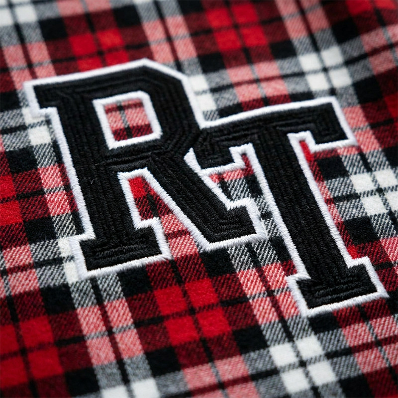 Applique Red Plaid Short Sleeve Shirt