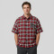 Applique Red Plaid Short Sleeve Shirt | Oversized Fit | Custom Streetwear Manufacturer