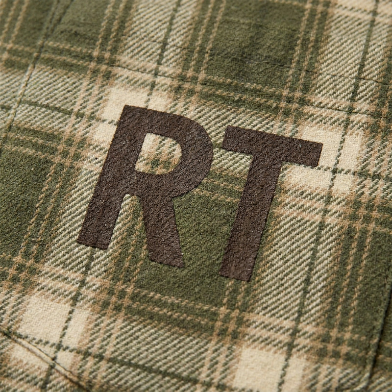 Short Sleeve Screen Print Plaid Shirt